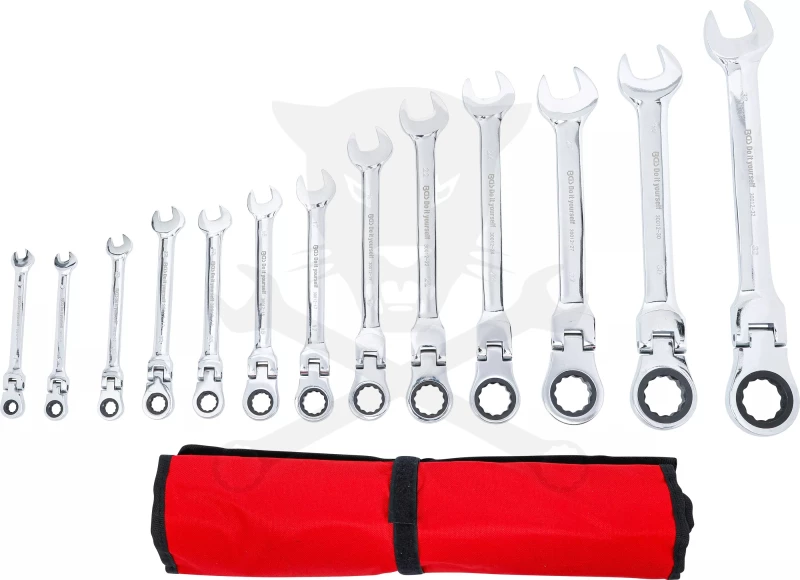 Csillag-villás racsnis-csuklós készlet 8-32 mm 13 részes - BGS