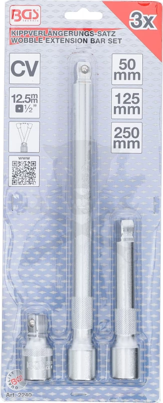 Toldószár készlet 1/2" - 3 db-os 50-125-250 mm, billenős -