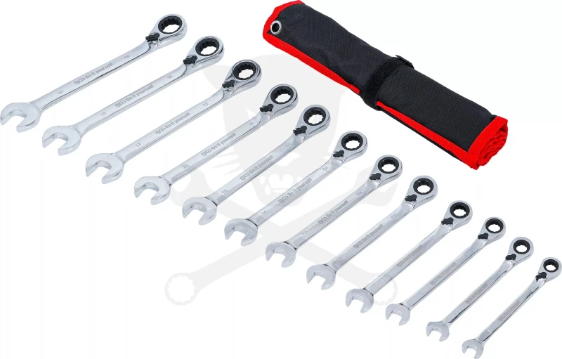 Csillag-villás racsnis készlet 12 db-os 8-19 mm, irányváltós - Kraftman