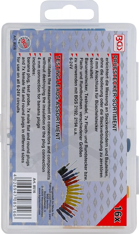 Csatlakozó tesztelő készlet 16 részes - BGS