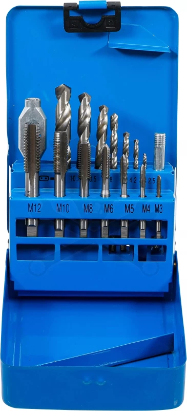 Menetfúró-előfúró klt 16 db-os gépi M3-M12/2,5x10,2 mm