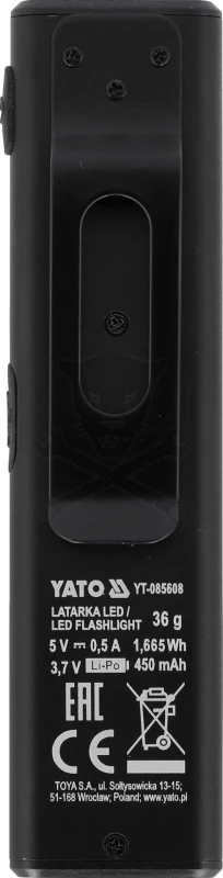 Szerelőlámpa (Zseblámpa) újratölthető USB-s, 500 lm MINI - Yato