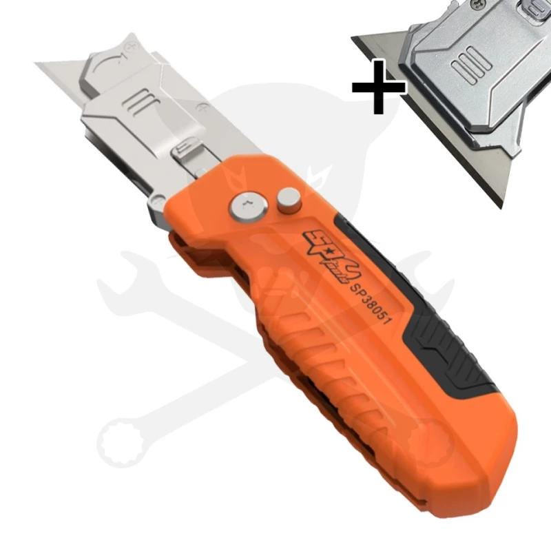 Vágókés, összecsukható 2az1-ben, 50db ajándék pengével - SP Tools