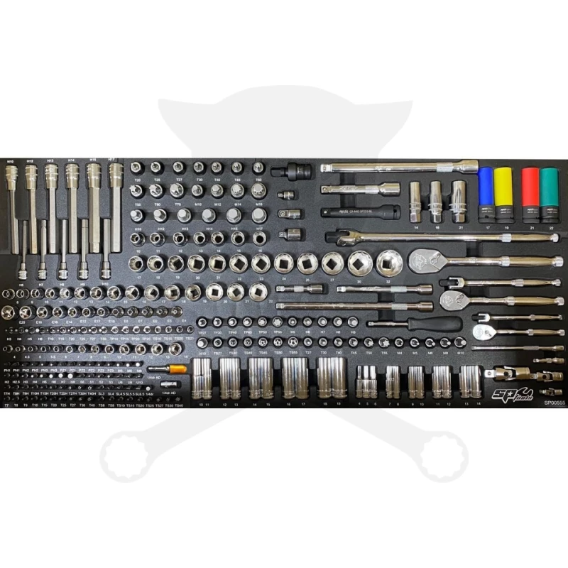 Szerszámos kocsi gyári-felszerelt 411 db-os 19 fiók CUSTOM S. FEKETE -