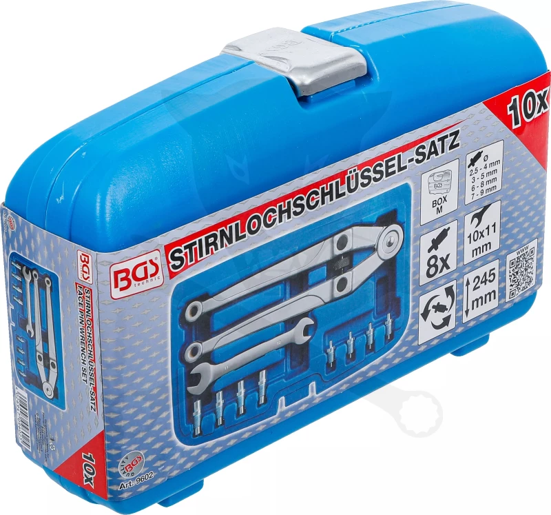 Körmöskulcs, oldalcsapos készlet - cserélhető két csapos: 2.5 - 9.0 mm BGS