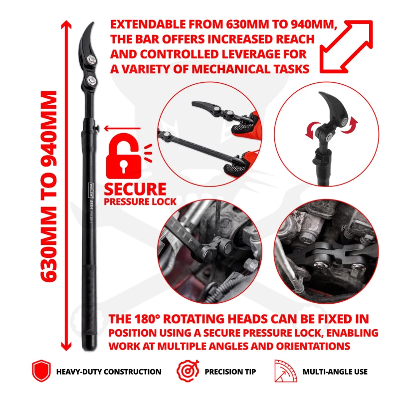 Pajszer - feszítővas 340-470 mm - csuklós kivitel, állítható - Welzh