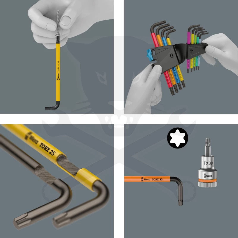Torx kulcs készlet 9 részes T8 - T40 színkódolt - Wera