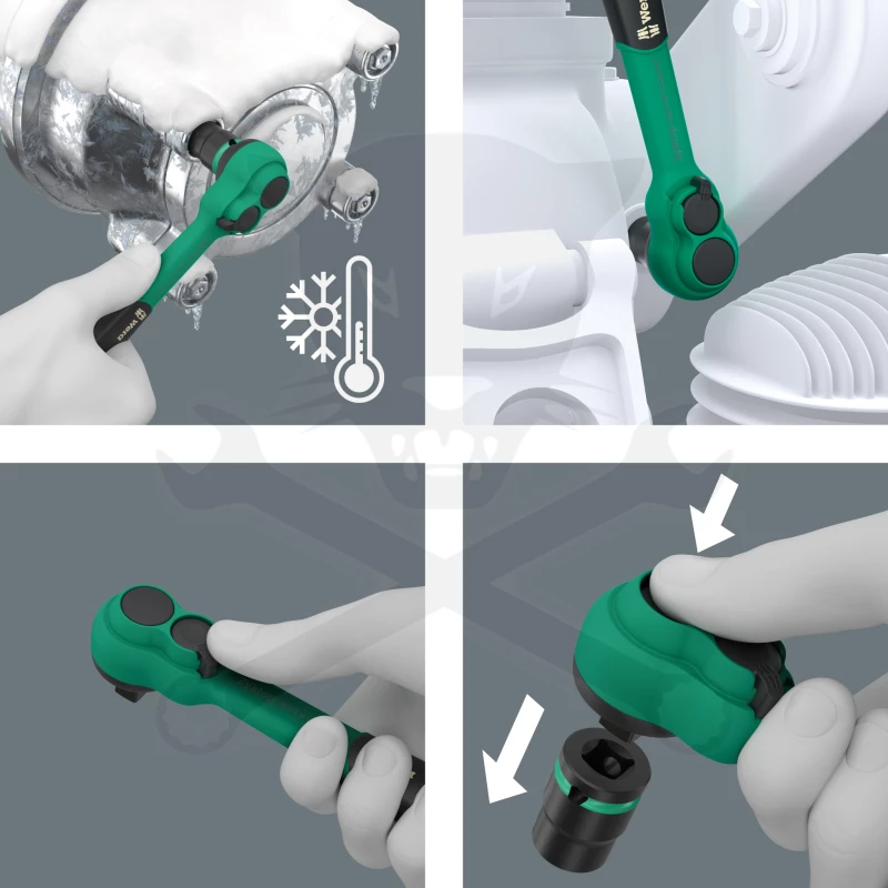 Dugókulcs - crowafej készlet 3/8" 6 lap 16 részes - Zyklop - Wera