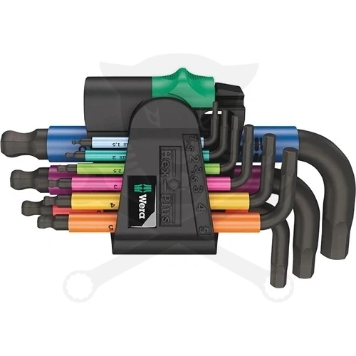 Imbuszkulcs készlet 9 db-os rövid, gömbvégű 1,5-10 mm - 950/9 - Wera