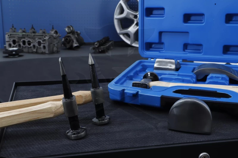 Karosszéria egyengető 7 db-os készlet - idomok + kalapácsok - BGS