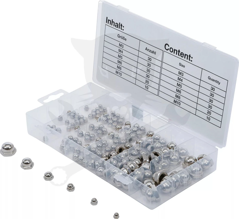Anyacsavar készlet 150 db-os zárt M3 - M10 - BGS