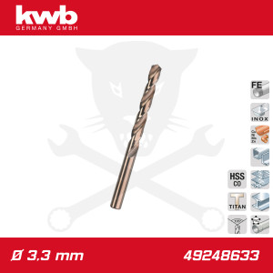 Csigafúró 3,3 mm HSS-G Co5 DIN 338 Twist, profi - KWB
