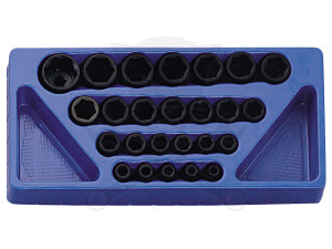 Tálcás Genius dugókulcs, gépi készlet 6 lapú normál 1/2" 25 db-os 1/3