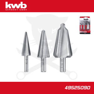 Lemezfúró, lépcsős - készletben 3 db-os HSS 3-30.5 mm KWB