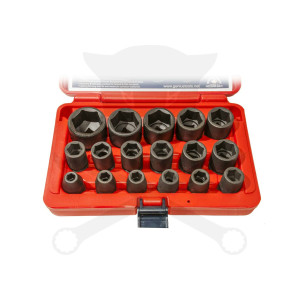 Légkulcsfej készlet 1/2" 17 db 8-32 mm metrikus rövid 6 lap - Genius