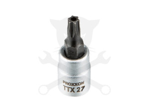 Rátűzőkulcs - crowa+bit 1/4" torx, furatos T27 Proxxon