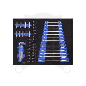 Tálcás Güde szerszám készlet Racsnis csillag-villás 1/4" kulcs 54 db-os 1/1