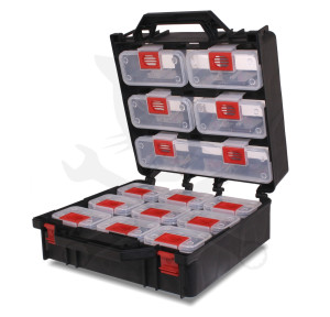 Szortimenter tárolódoboz moduláris rekeszekkel HUBI