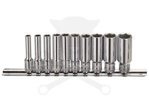 Dugókulcs - crowafej készlet 1/4" 6 lap hosszú COLOS 10 db-os Genius