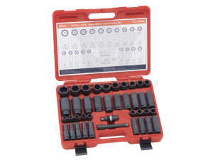 Légkulcsfej készlet 1/2" 40 db 9-30 mm metrikus rövid-hosszú Genius