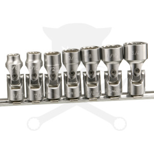 Dugókulcs - crowafej készlet 3/8" 12 sz. csuklós, COLOS 7 db-os 3/8"-3/4"