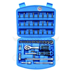 Dugókulcs készlet 1/4" 6 lap 4-13 mm + bithegyek 46 db-os