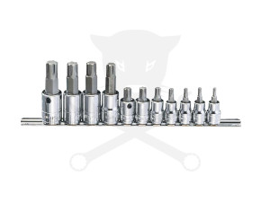 Rátűzőkulcs - crowa+bit készlet 3/8" - 1/2" RIBE 4-16-ig 11 db-os Genius