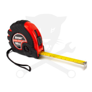 Mérőszalag 10 m x 25 mm gumírozott ház, acél szalag - Berger