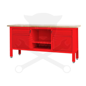 Satupad 2 fiókkal és 2 polccal, 1 nyitott tároló, fa munkalappal