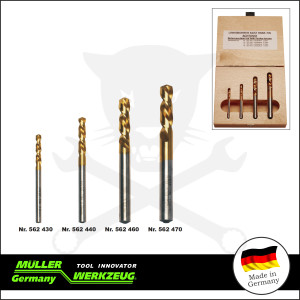 Csigafúró készlet - BALOS - HSS-E Titán 4 db-os 3.0-7.0 mm - Müller