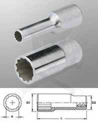 Dugókulcs - crowafej 1/2" 12 szög hosszú 24 mm Genius