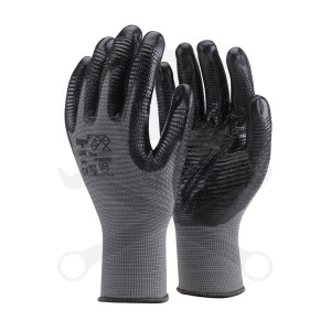 Kesztyű - szerelőkesztyű - szürke Nitril mártott bordáz teny 11/XXL