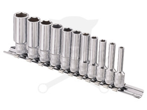 Dugókulcs - crowafej készlet 1/4" 6 lap hosszú 11 db-os Genius