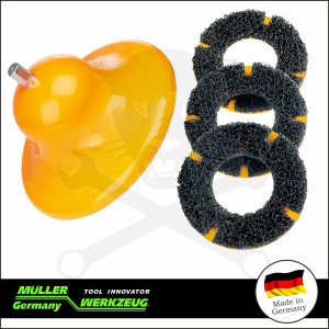 Tisztítókorong - négertárcsa befogó 160 x 75 mm + 3 db tárcsa készlet