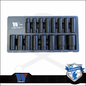 Lok-Typ Légkulcsfej készlet 1/2" 16 db-os spec.6 lap hosszú 10-32 mm-Welzh