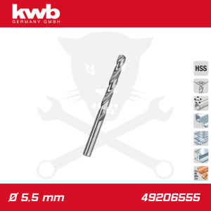 Csigafúró 5,5 mm HSS-G DIN 338 Silver Star, profi - KWB