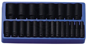 Tálcás Genius dugókulcs, gépi készlet 6 lapú h. colos 1/2" 22 db-os 1/3