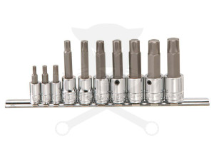 Rátűzőkulcs - crowa+bit készlet 1/4" - 3/8" RIBE 4-14-ig 10 db-os Genius