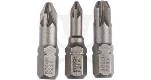 Bithegy, gépi készlet 3 darabos PZ1/2/3 x 25 mm - Bosch