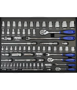 Tálcás SP Tools "M" Dugókulcs készlet 1/4-3/8-1/2" 67 db-os