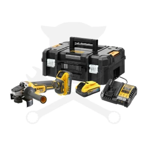 Sarokcsiszoló, akkus 18V 125 mm laposfejű 2 db 5.0 Ah - DeWalt