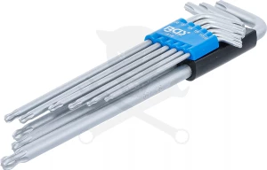 Torxkulcs "L" alakú készlet 09 db-os T10-T50 gömbvégű hosszított - BGS