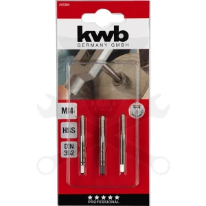 Menetfúró kézi készlet M04 x 0,7 - 3 db-os HSS - KWB