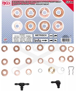 Porlasztó (injektor) réztömítés "tűzkarika" alátét készlet 551 db - BGS