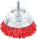 Drótcsiszoló fazékkefe csapos 75 mm - Nylon műanyag piros kefe - BGS